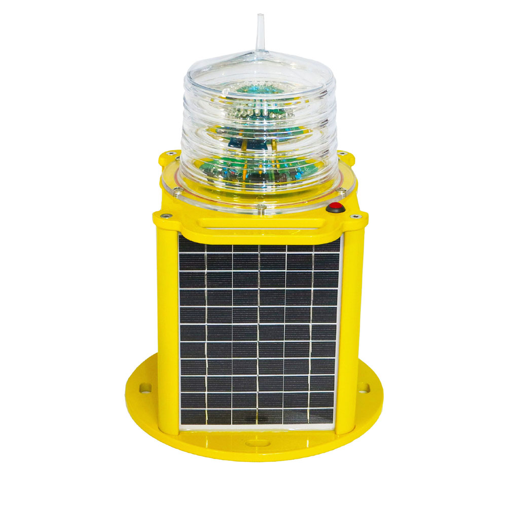 Solar powered LED Medium intensity aviation obstruction warning light for cellular towers