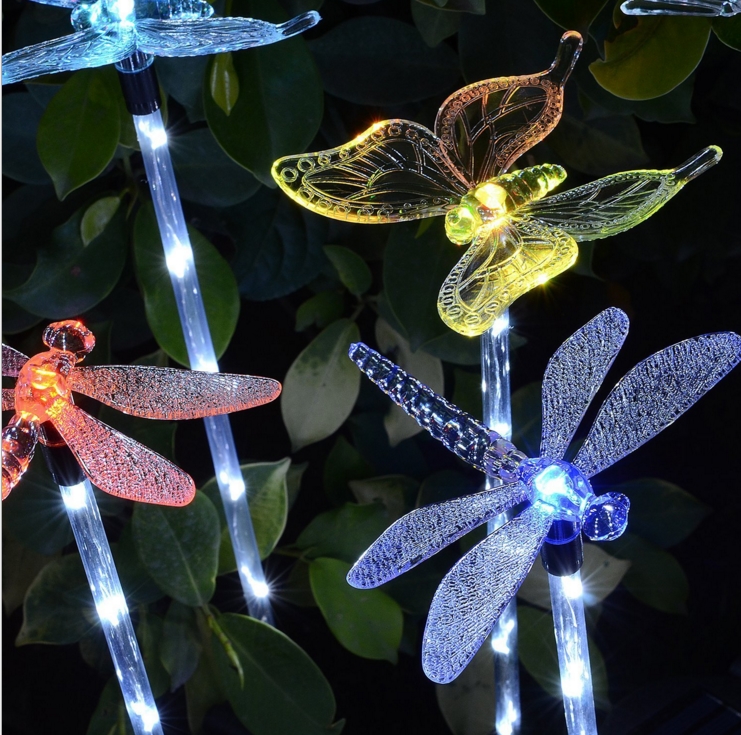 Solar Garden Lights Outdoor, LED Figurine Stake Light, Color Changing Decorative Landscape Lighting LED Solar Powered Hummingbir