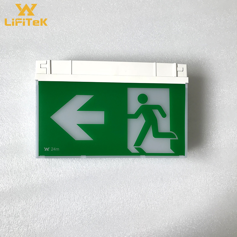 Ceiling mounted Self test function saa exit light sign with lithium LiFePO4 battery backup 2 hours duration