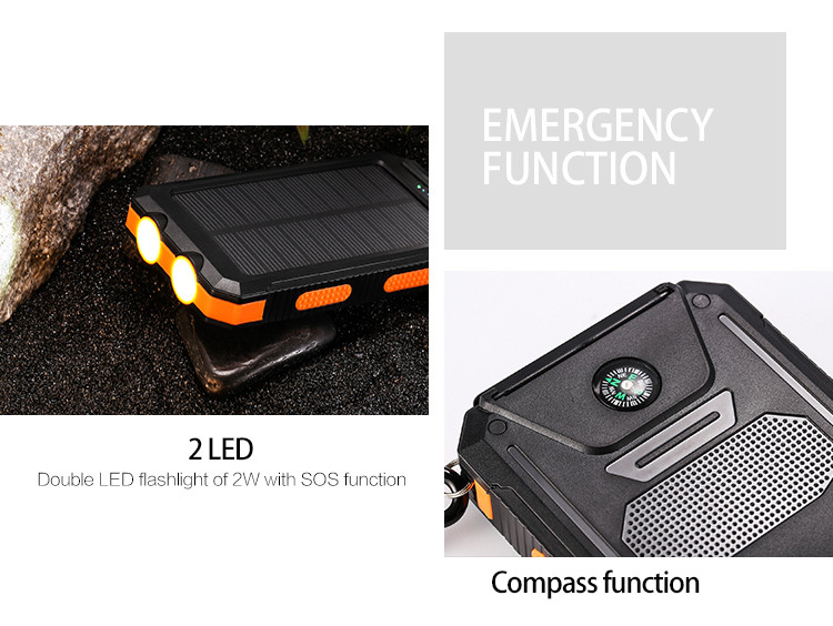 Portable waterproof shockproof dustproof cheap solar charging power bank