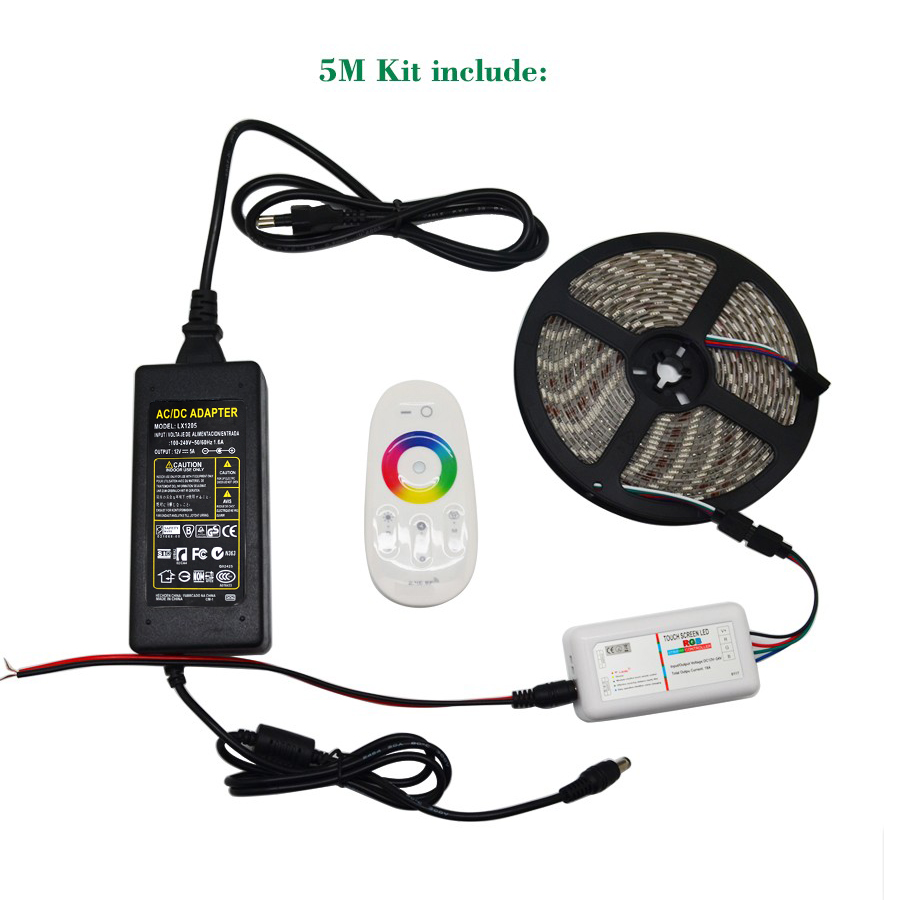 RGB 5050 SMD Waterproof LED Light Strip Flexible + IR Remote 12V Power Kit