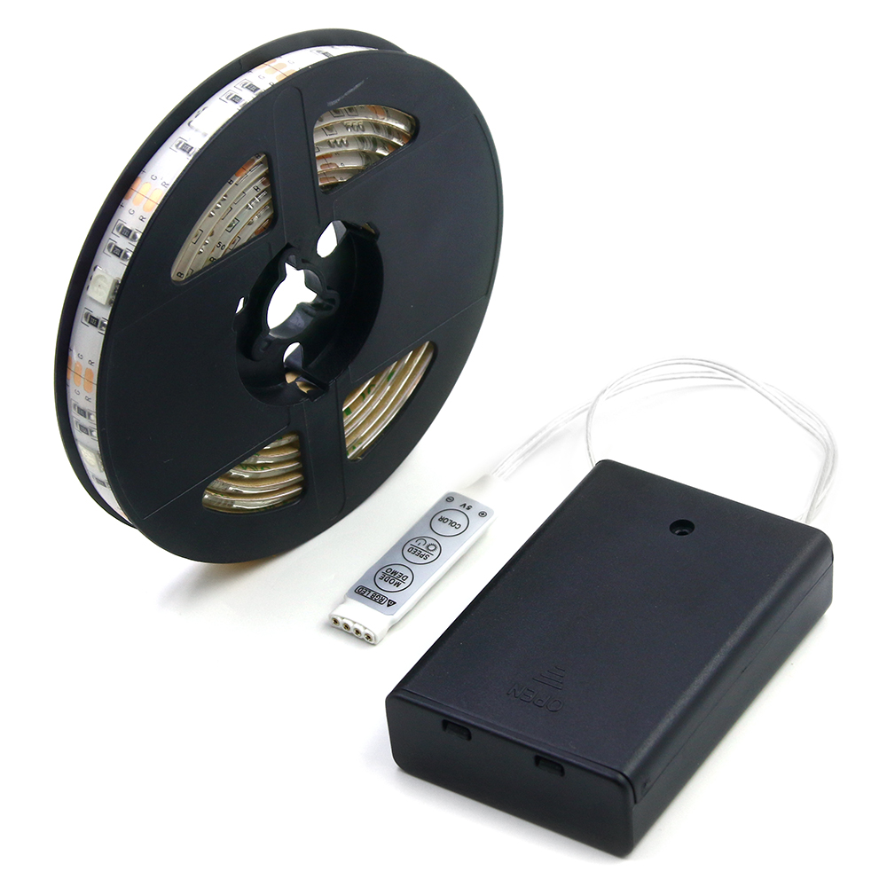 rechargeable remote controlled battery operated light rgb 5050 smd led strip 5050 3528 with battery box