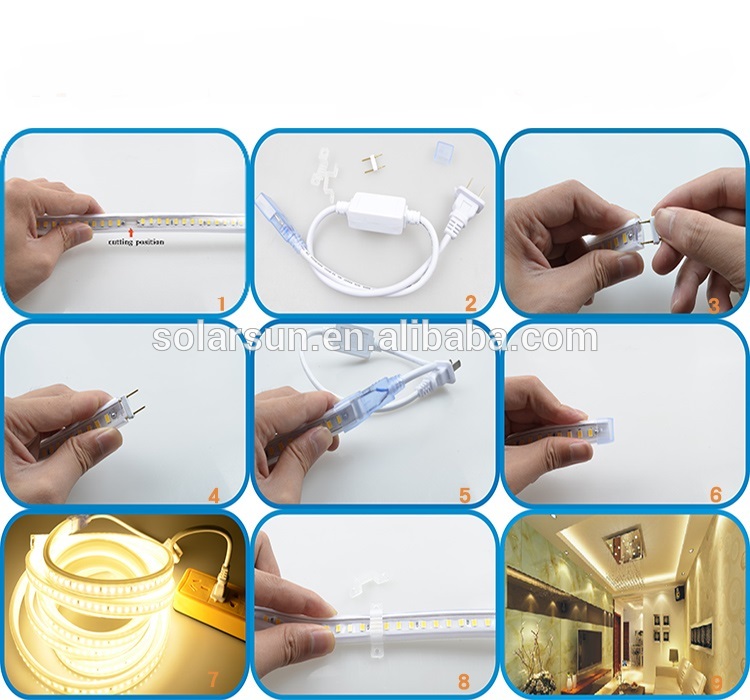 100M RGB 220V Led Strip 5050 Flexible Waterproof Warm White LED Strip Light waterproof with 220 v