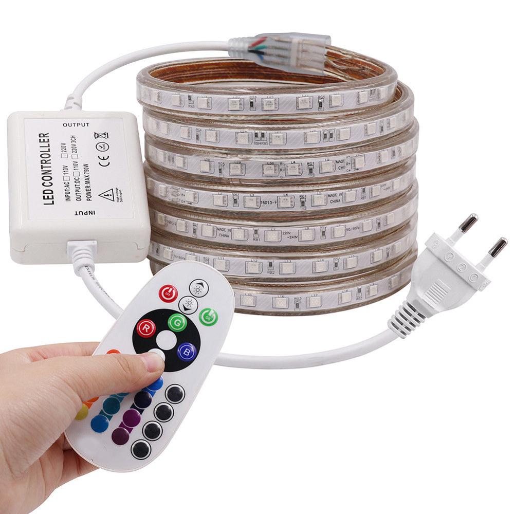 High voltage waterproof led strip light 110v 230v 240v 127v 220v 5050 60led/m 220v rgb led light strip