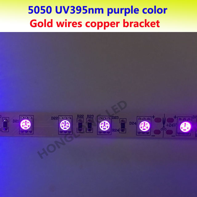 50000hours high quality real UV purple 5050 300leds 5m roll led strip light 395nm