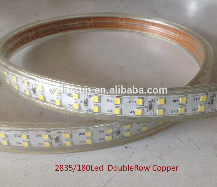 Double Row 220V 5M 2835 Led Strip Light Waterproof IP68 180leds/m Tape Cold/ Warm White Outdoor Underwater High Brightness