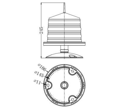 IP68 GS-HP/ET  Steady burning solar powered Heliport Elevated Perimeter Light