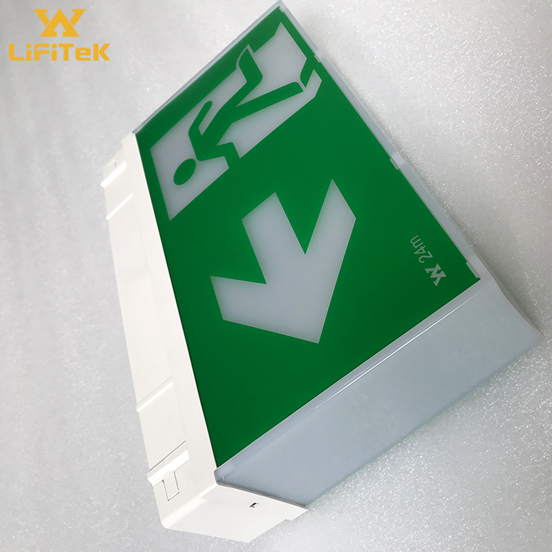 Auto Self-testing surface ceiling mounted saa green running man exit sign with lithium LiFePO4 battery backup