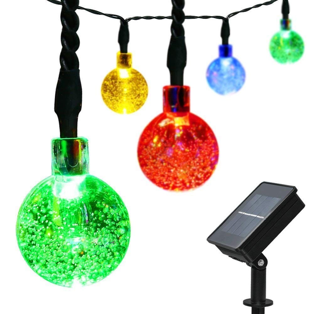 Globe Solar String Lights 30 LED 21ft 8 Mode Crystal Ball Christmas Fairy String Lights for Outdoor Xmas Landscape Garden Patio