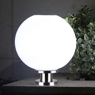 Modern Large Outdoor Solar Powered White Globe Ball garden stake post light