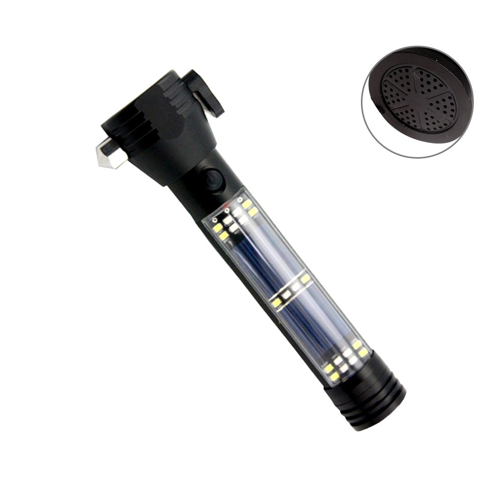 Solar Power Lamp Flashlight With Alarm