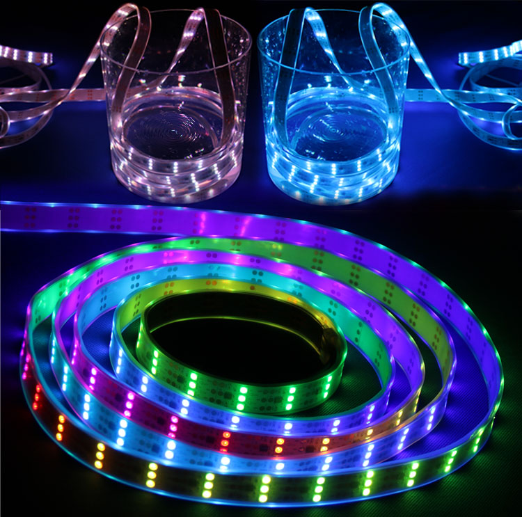 Magic rgb 5050 smd led strip light 5050 RGB led strip non waterproof 12V 22w 90leds 3 row three lines dream color