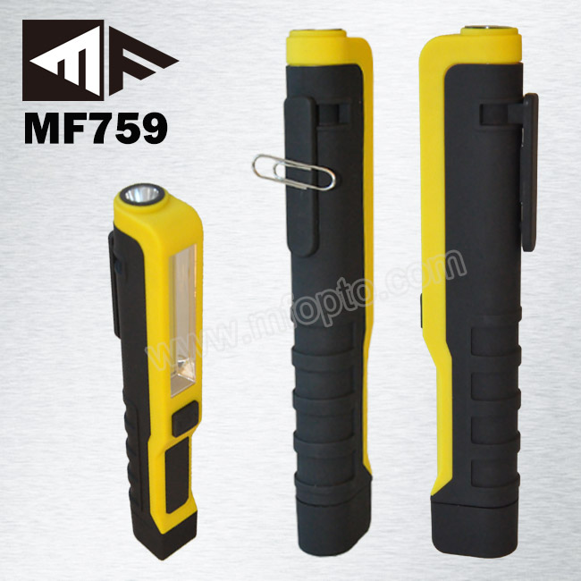 Portable Pen Shape Led Work Light 3xAAA Battery 3W COB Led With Clip