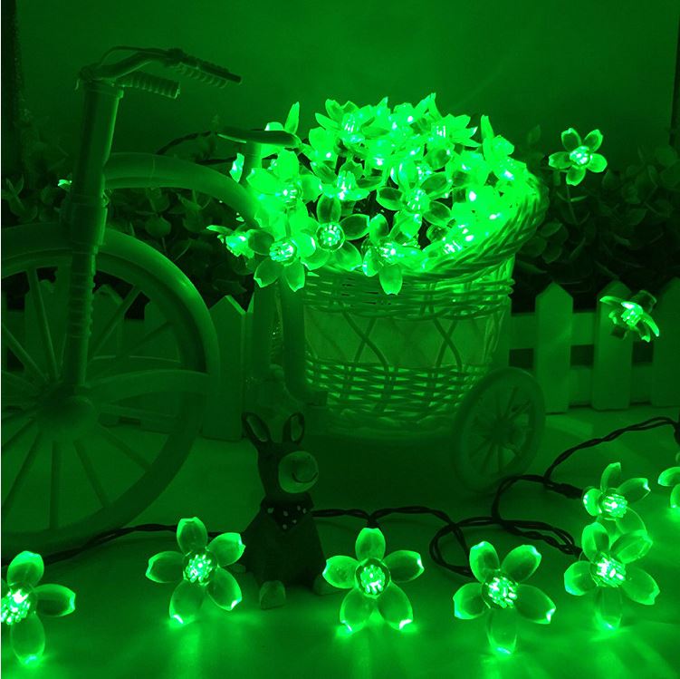 Peach Flower 50 LEDs Solar String Lights Outdoor Christmas Party Wedding Decoration Lighting Lamp Waterproof 6 Colors