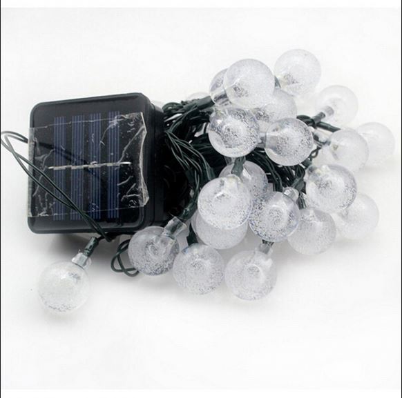 30 LED Crystal Globe Fairy Lights Decoration Solar String Crystal Ball Lights