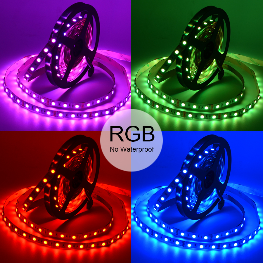 DC 12V SMD 5050 RGB LED Strip Light 5m, 60 LEDs/Meter 14.4w/m LED Flexible Strip Light