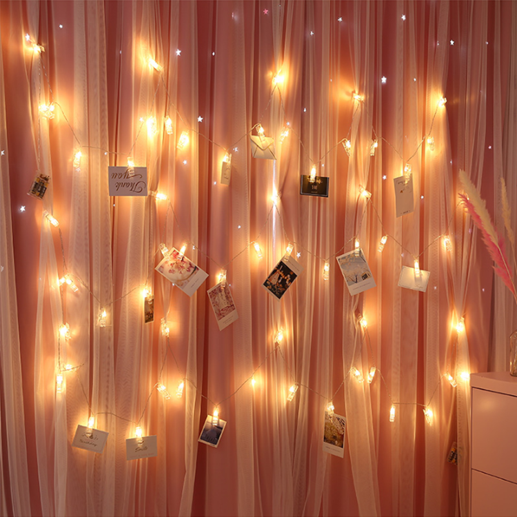 Photo Clips String Lights Battery Powered Patio Rgb Festoon Fairy 12v Edison Bulb Connectable Led String Light