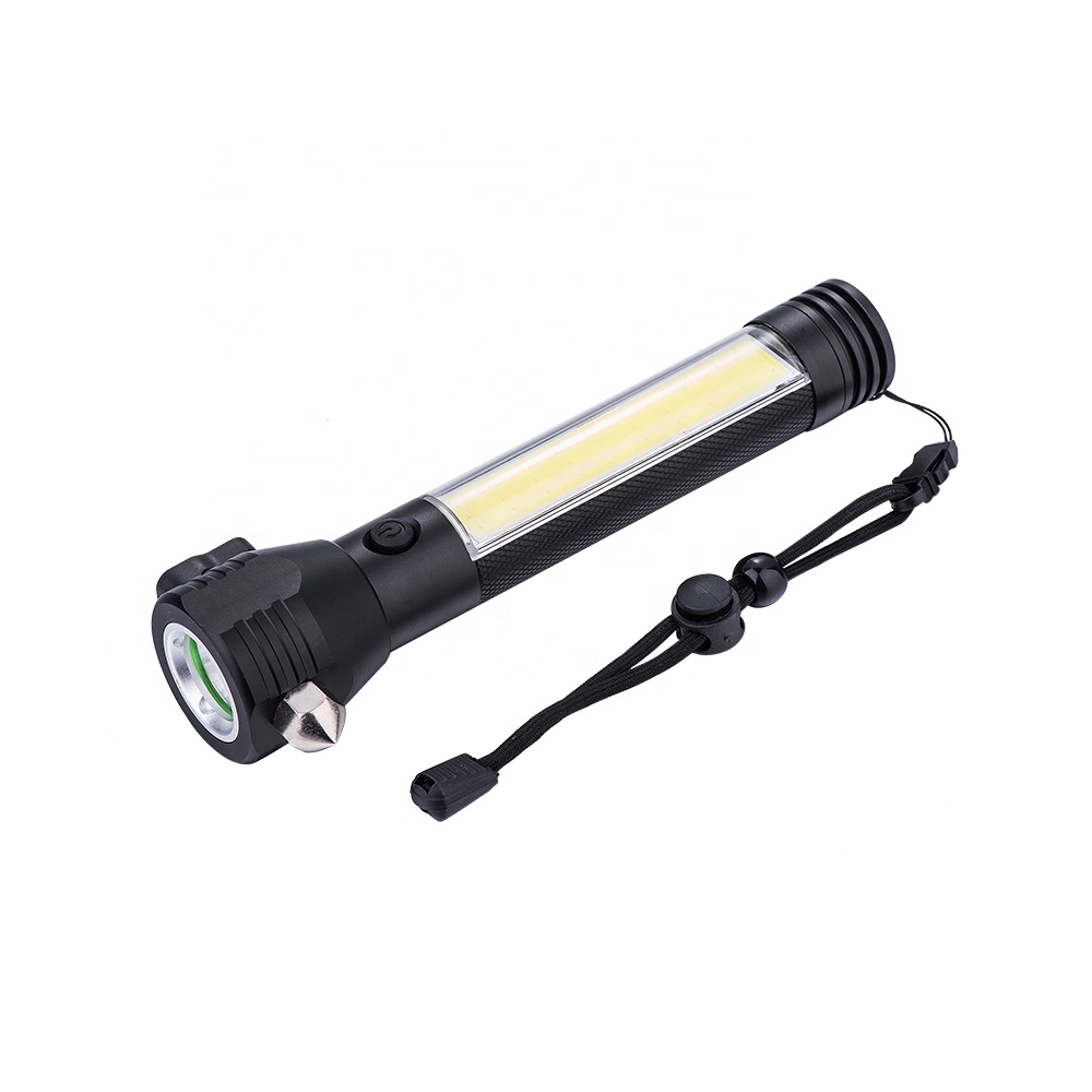 Portable Multi-Function Safety Hammer LED COB Flashlight