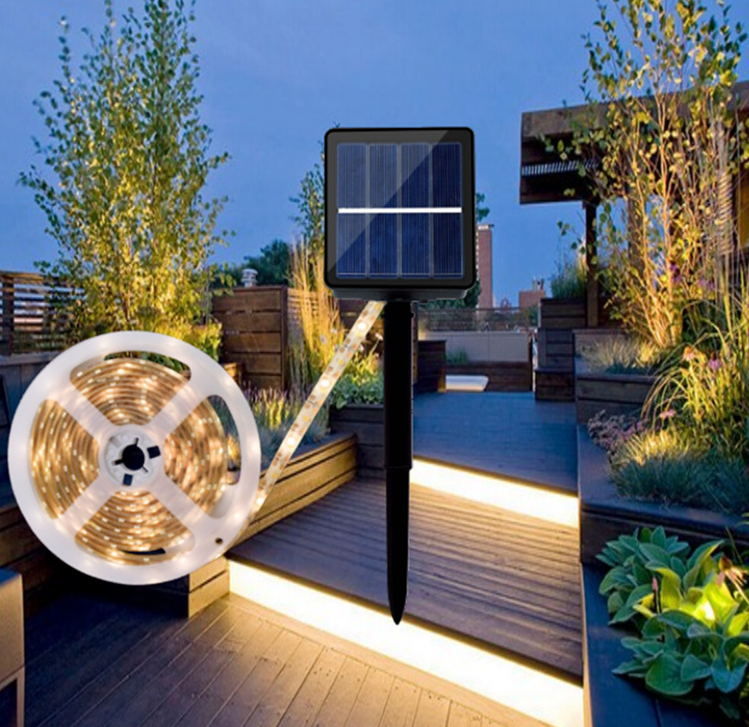 Solar LED Strip Lights, Flexible Cuttable Solar String Lights, IP67 Waterproof Outdoor Indoor, SMD 2835 16.4 Feet 100 LED Solar