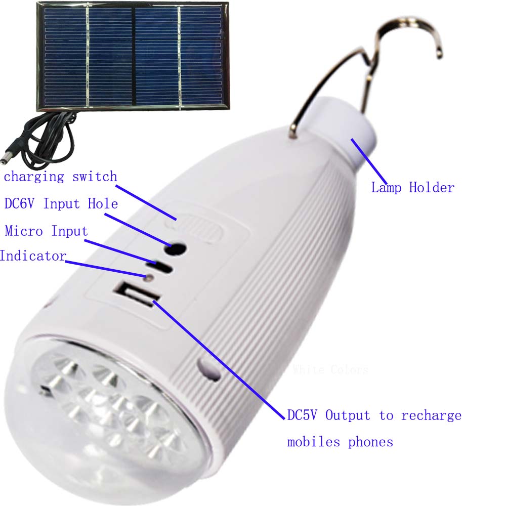 solar powered led hanging bulb light