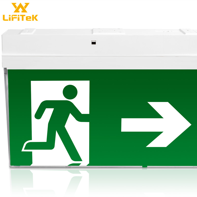 Auto Self-testing surface ceiling mounted saa je woo exit sign rechargeable with lithium LiFePO4 battery backup for escape