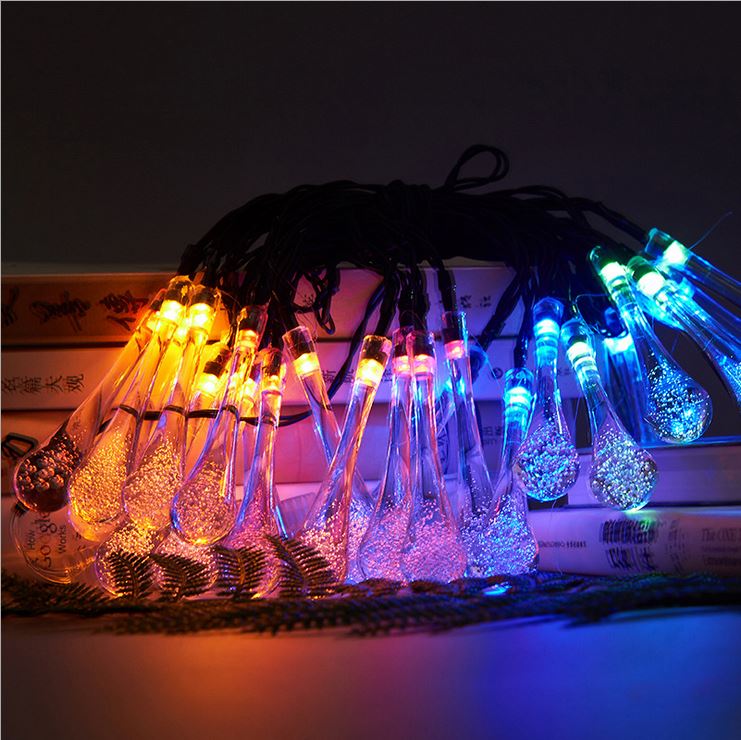 Solar Strings Lights 20 Feet 30 LED Water Drop Solar Fairy Lights, Waterproof Lights for Garden, Patio, Yard, Home, Parties