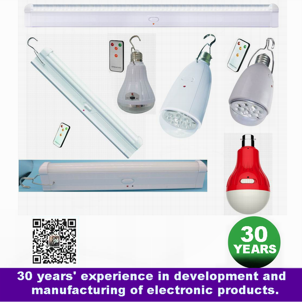 LED emergency tube bulb rechargeable lights lamp Wide voltage AC DC Philippines Myanmar Bangladesh Nepal Afghani