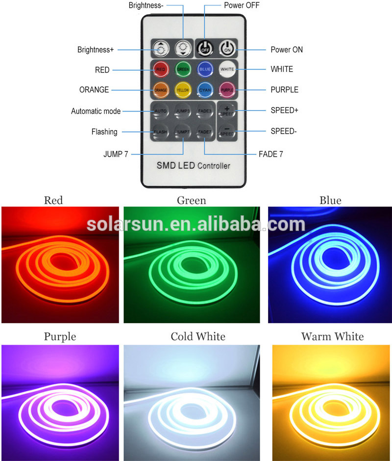 High Quality Color Changing 24v RGB Waterproof led neon flex strip light