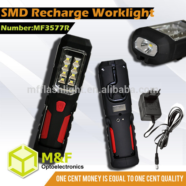 Rechargeable 8+1 SMD led Work lamp with 360 swivel hidden hook strong magnet