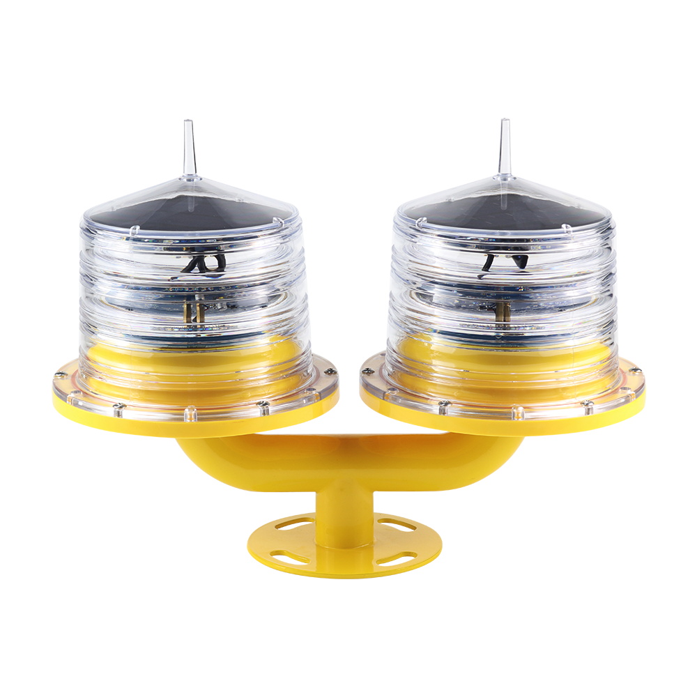 Double LED Low Intensity Solar Aviation Obstruction Lights for tower, crane