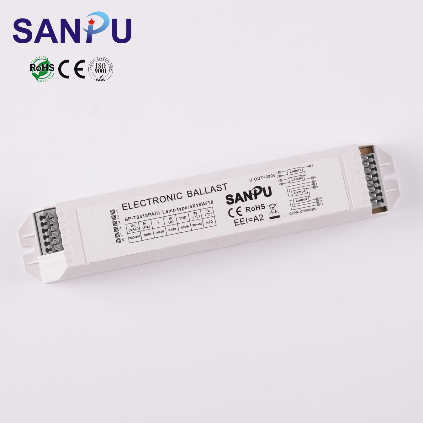 2019 high T8 4*18W Electronic Fluorescent Ballasts Plastic shell 72W