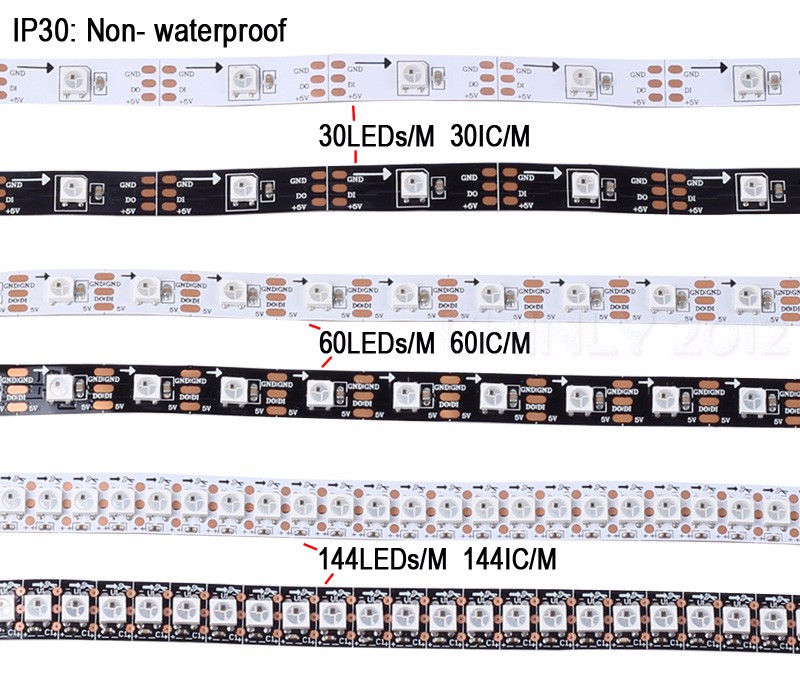 IC WS 2813 DC 5V digital RGB flexible LED Strip 12V 60 Ledstrip Led 5050 rigid strip for light box