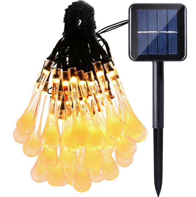 20led solar water drop pendant light string creative bubble shape overseas Christmas decoration lights