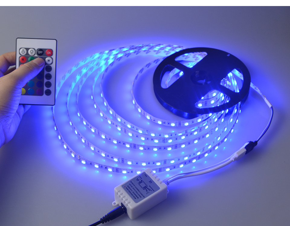 Retail Box packing 10M SMD5050 RGB led strip ip65 waterproof + 12V 5A power adapter + 44 key IR Remote rgb led