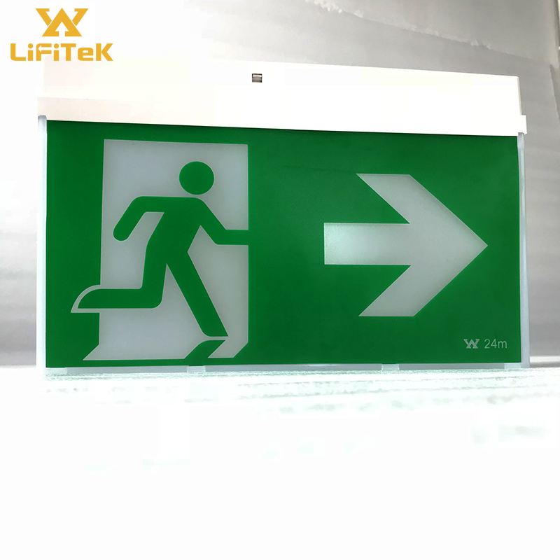 Auto self test 24m hanging mounted exit sign led non-maintained emergency luminire double sided exit sign