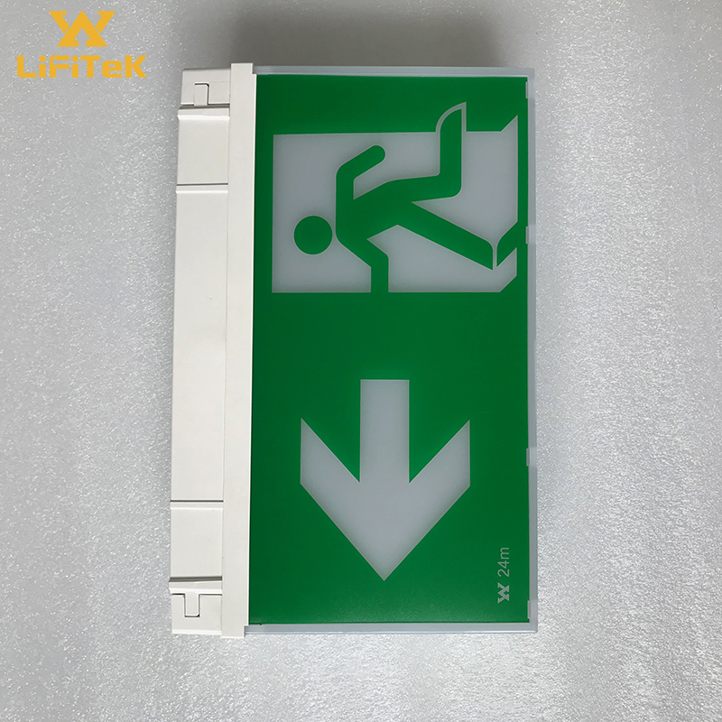 Self-test 5W wall mounted rechargeable led exit sign projector light with emergency LiFePO4 battery for escape running