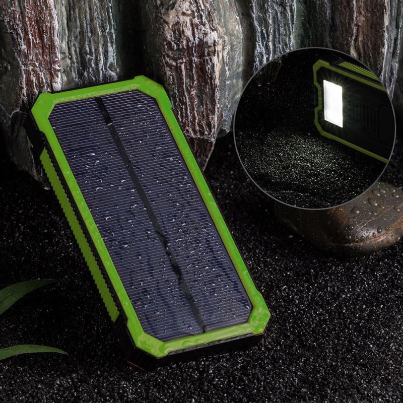 Portable waterproof led light 2 USB solar charger power bank 10000mah