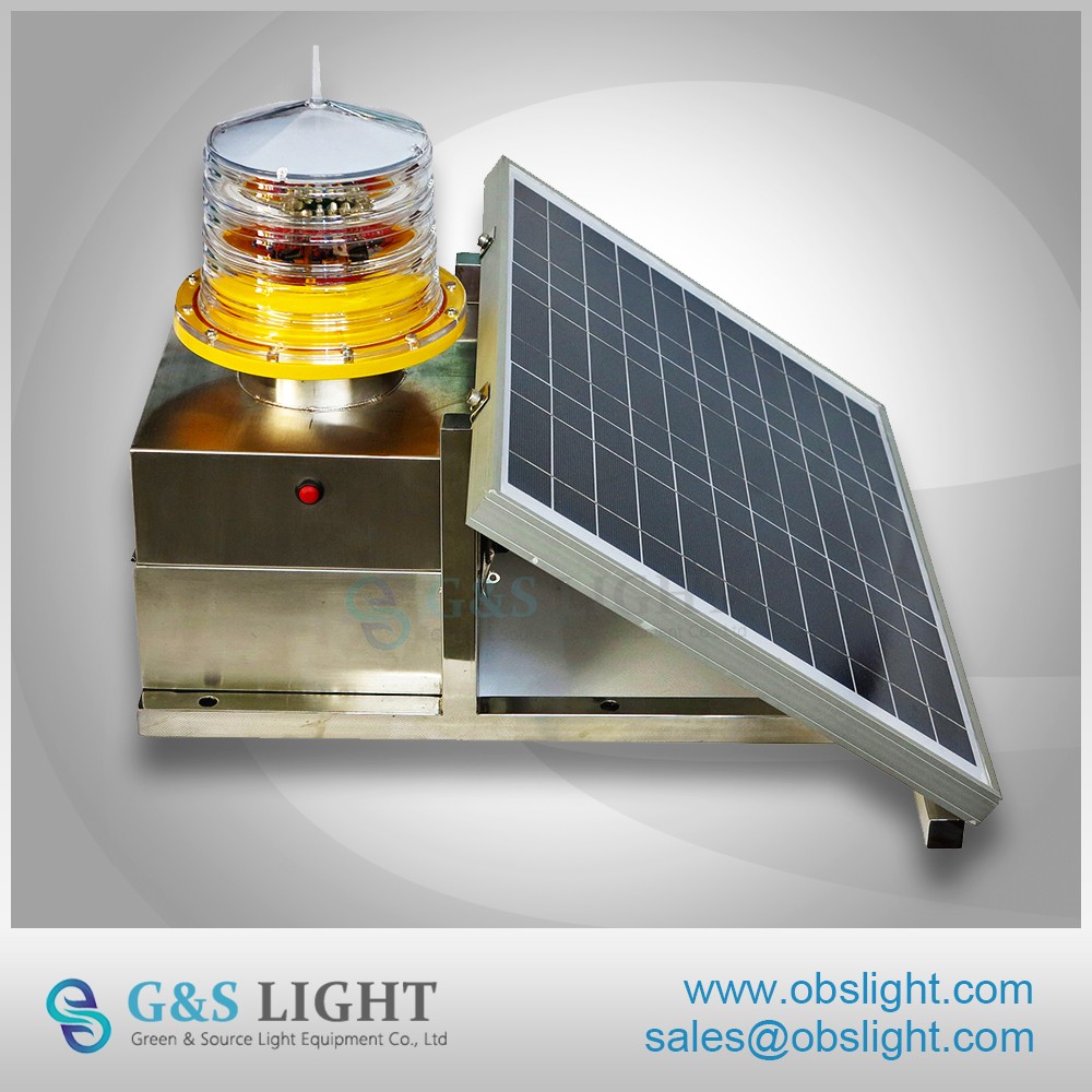 LED Solar powered flashing aircraft obstacle beacons 2000cd