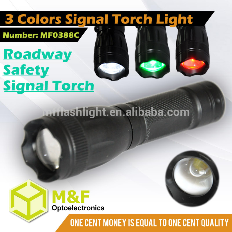 Portable Traffic Emergency Color Changing Signal RGB LED Torch Flashlight