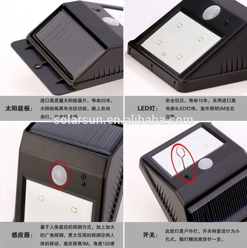 Solar Power Panel Motion Sensor LED Garden Light/Wall Path PIR Lamp Super Bright