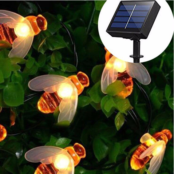 Solar String Lights 30 LED Honeybee Outdoor Fairy Lights Solar-Powered Lights Garden Decor 8 Modes for Patio,