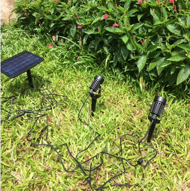 Solar Lights 2-in-1 Solar Powered 4 LED Adjustable Spotlight Wall Light Landscape Light Bright and Dark Sensing Auto On/Off Secu