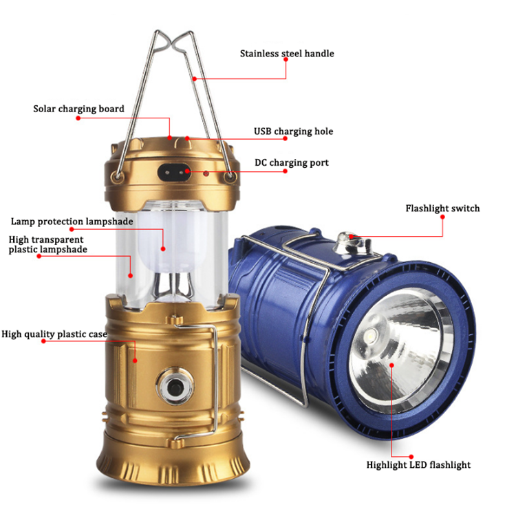 Solar Lantern Outdoor Light Camping Lamp Usb