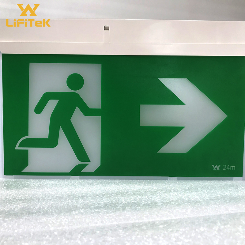 Self test surface ip20 green color ceiling exit light sign with emergency LiFePO4 battery for escape running