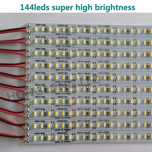 Korea chips DC 12V 72 144 SMD 5630 4014 2835 7020 8520 LED Hard Rigid LED Strip Bar Light 1m Aluminium