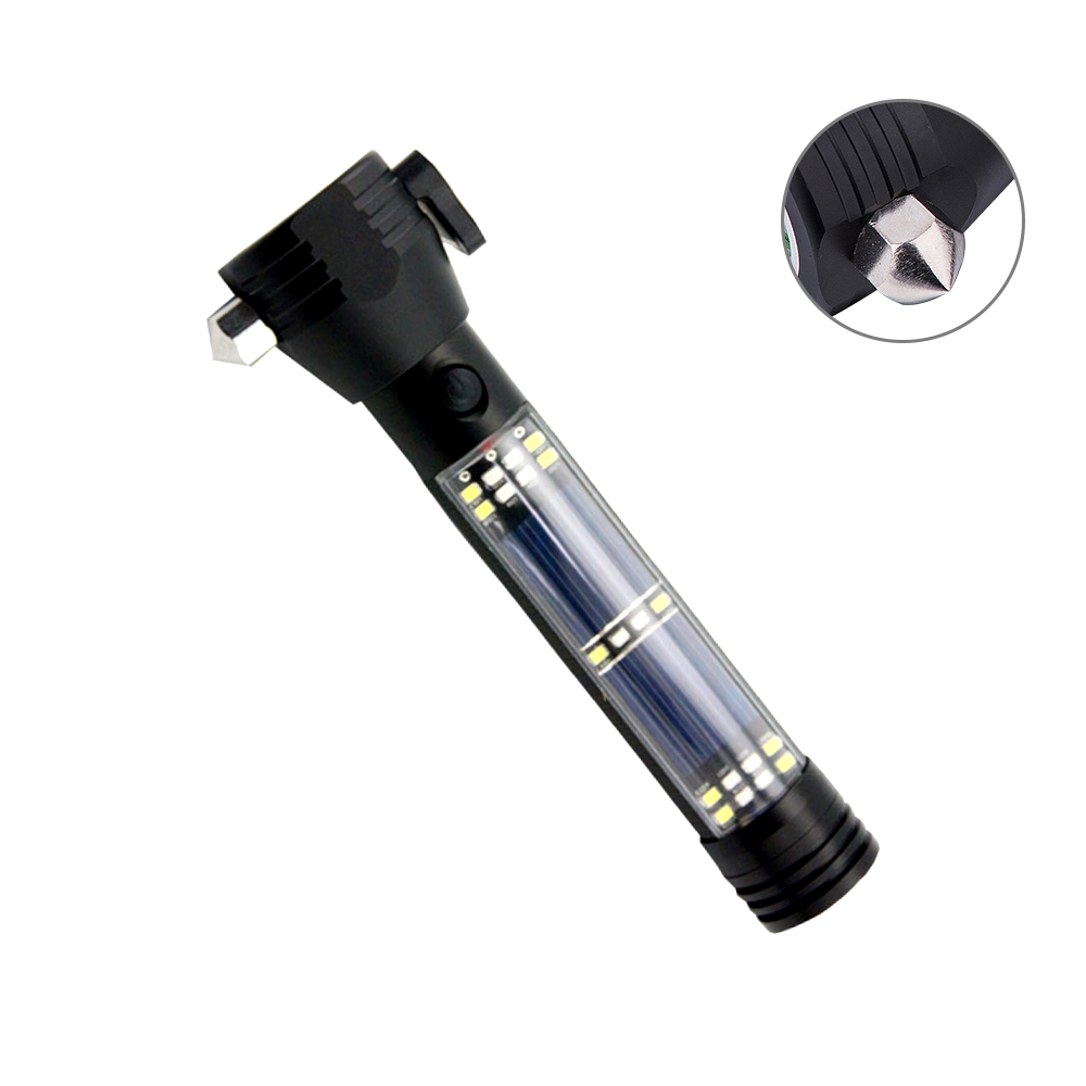 High Quality Aluminum LED Solar Flashlight  With Alarm