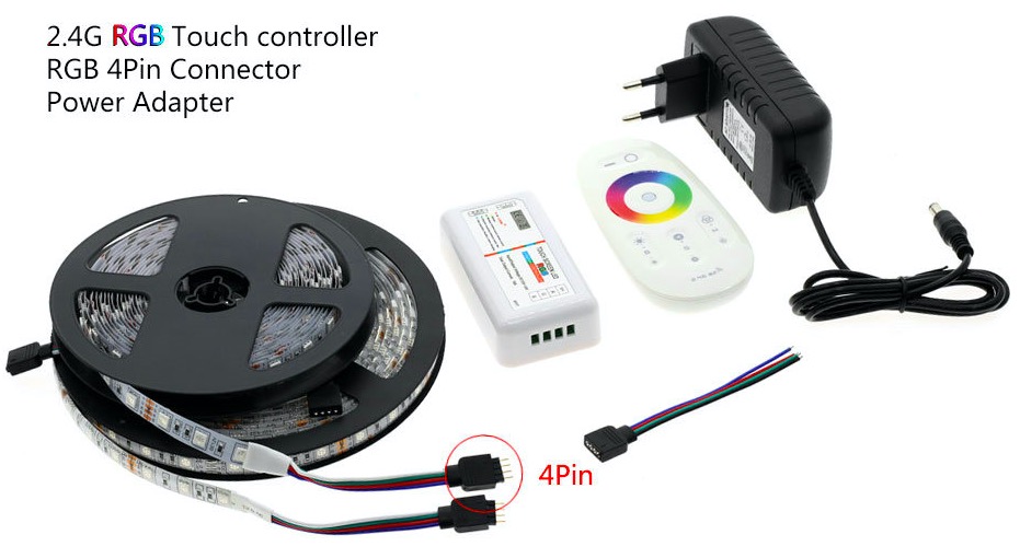 Waterproof RGB 5050 SMD LED Strip Light kit +Remote Control 20key+power supply 5M/Reel 300leds 5M IP65, retail packaging