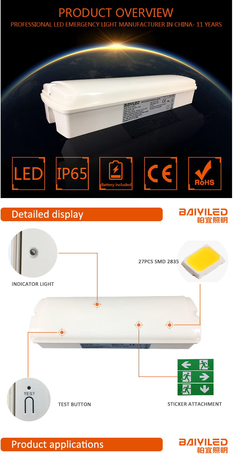 China Emergency Fire Led Sign/emergency Light Battery Backup Different Direction Projector Exit Sign