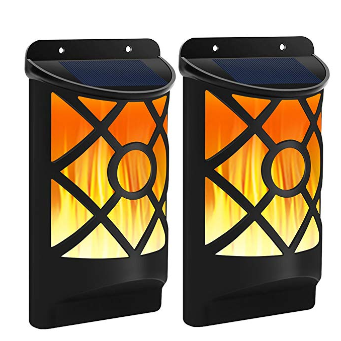 Solar Flame Lights Outdoor, Aityvert Waterproof Flickering Flame Wall Lights with Dark Sensor Auto On/Off 66 LED Solar Powered