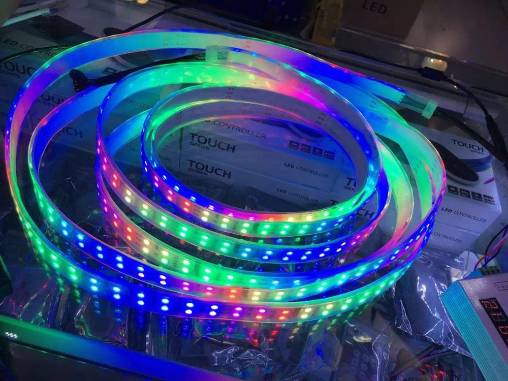 Magic RGB color changing double line two row 5050 DC12V LED strip IP65 waterproof led strip light double row RGB led Strip